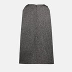Gray midi skirt, wool blend skirt, concealed zip skirt, structured skirt, Autumn-Winter 2024 fashion
