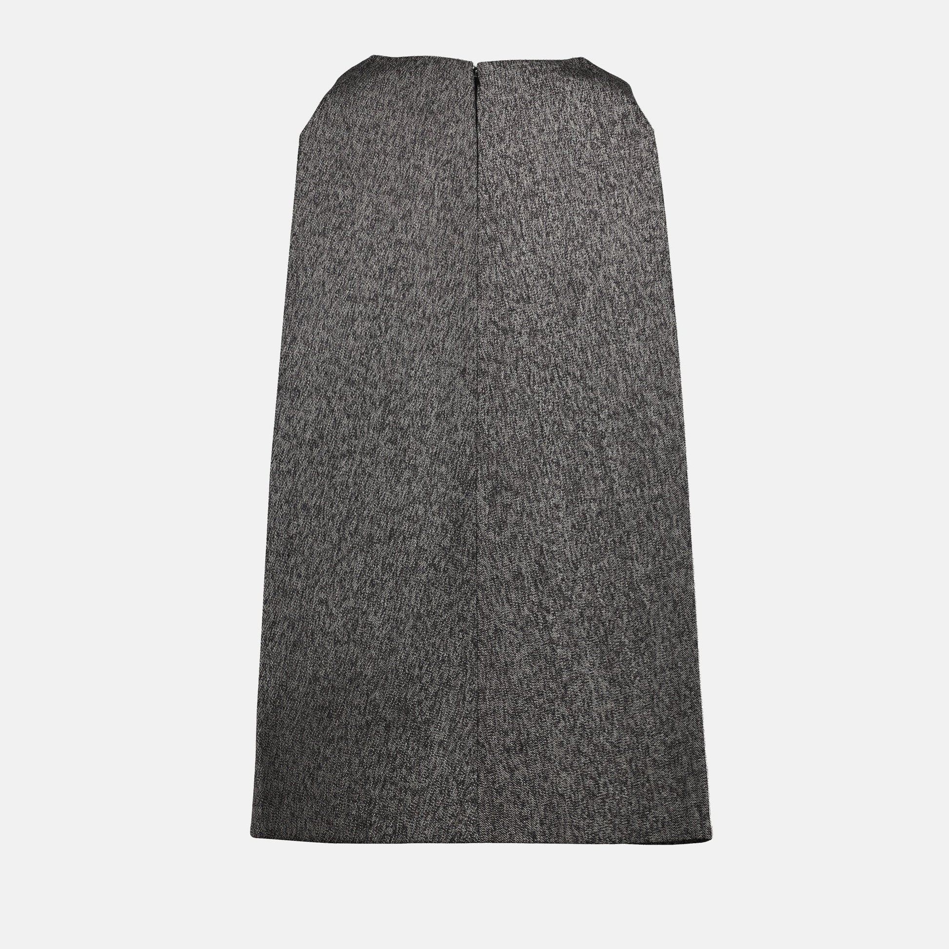 Gray midi skirt, wool blend skirt, concealed zip skirt, structured skirt, Autumn-Winter 2024 fashion