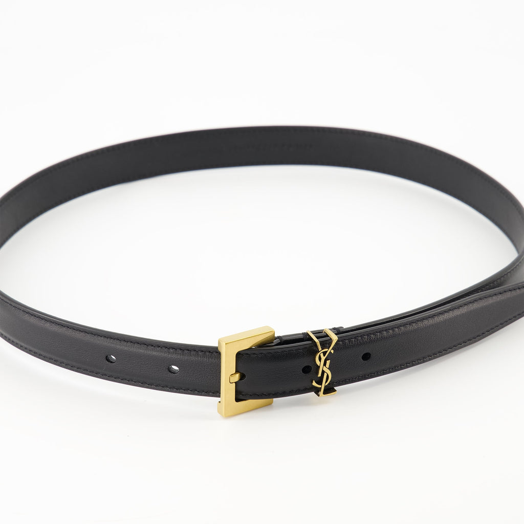 black slim belt, Cassandre belt, elegant belt, adjustable belt, leather accessory