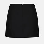 black wool skirt, Versace pencil skirt, gold Medusa buttons, short wool skirt, elegant black skirt