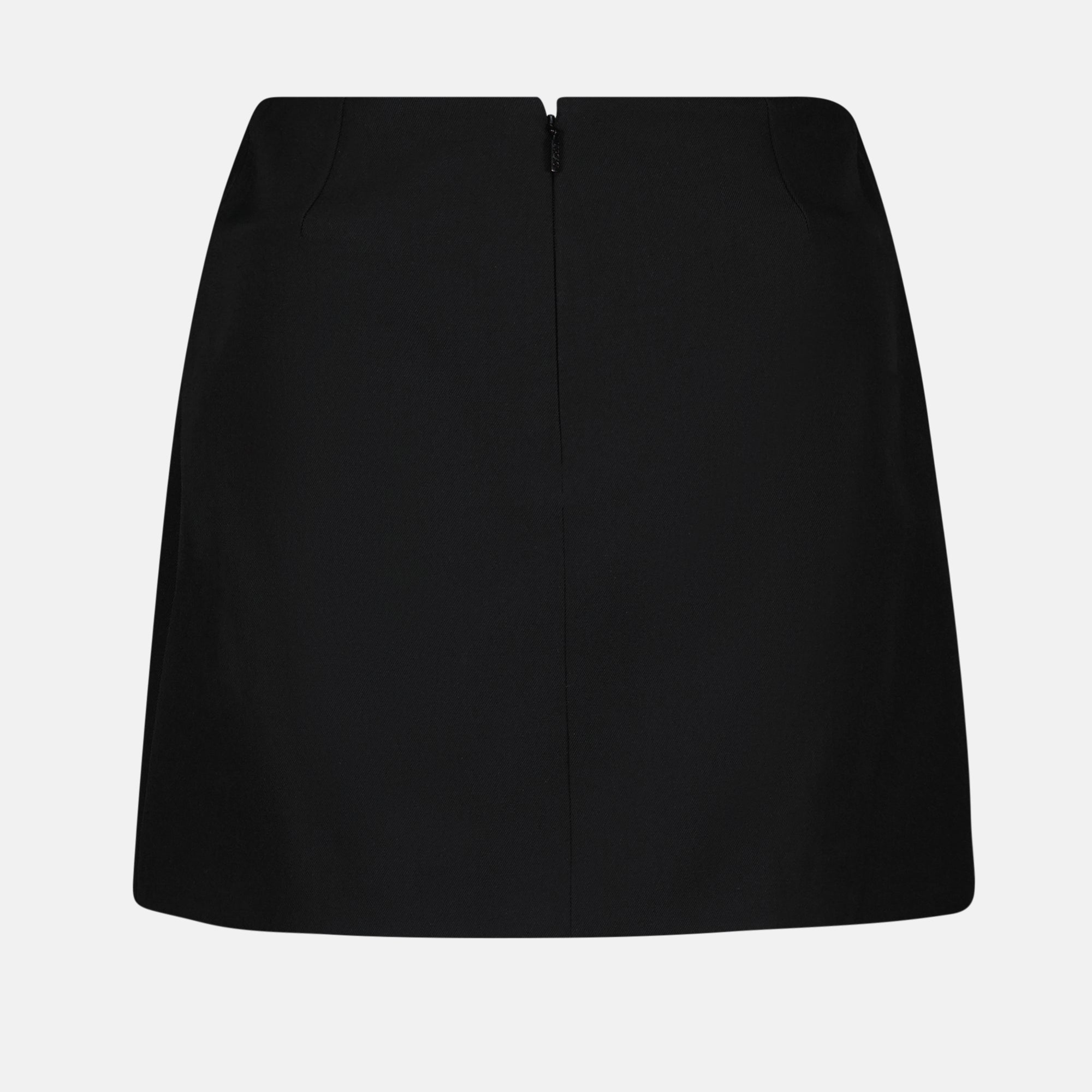black wool skirt, Versace pencil skirt, gold Medusa buttons, short wool skirt, elegant black skirt