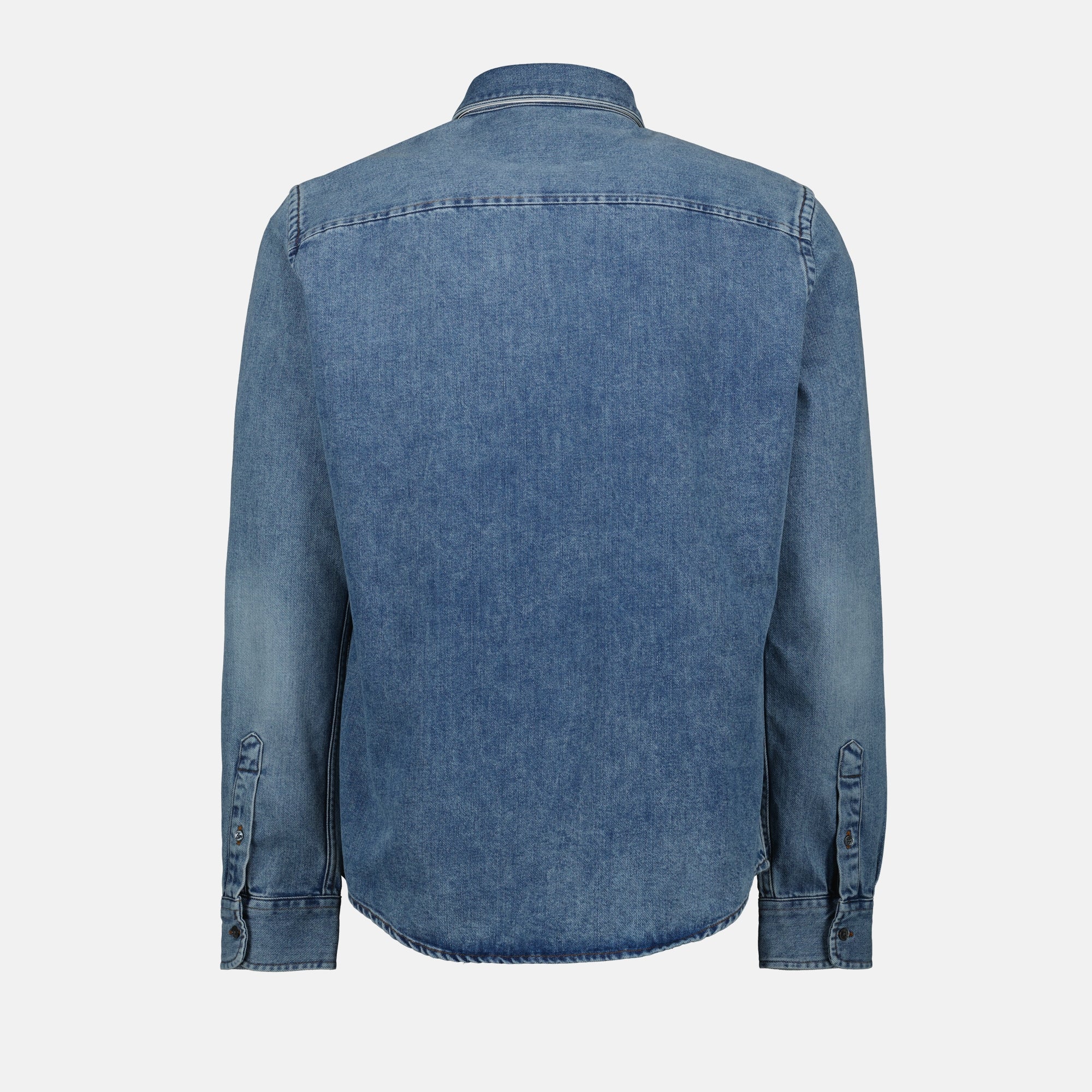 cotton shirt, AMI Paris, blue shirt, embroidered logo, classic collar