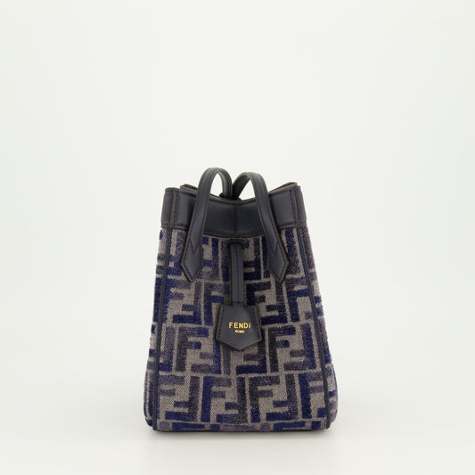 Fendi mini bag, Origami bag, blue handbag, FF pattern, luxury accessory