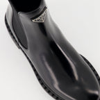 Image of Patent Leather Ankle Boots by Prada for Women - Season Autumn-Winter 2024 - Top View Pair