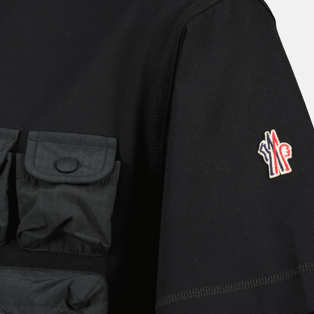 Image of Black Pocket T-Shirt by Moncler Grenoble for Men - Season Spring-Summer 2025 - Detail View 1