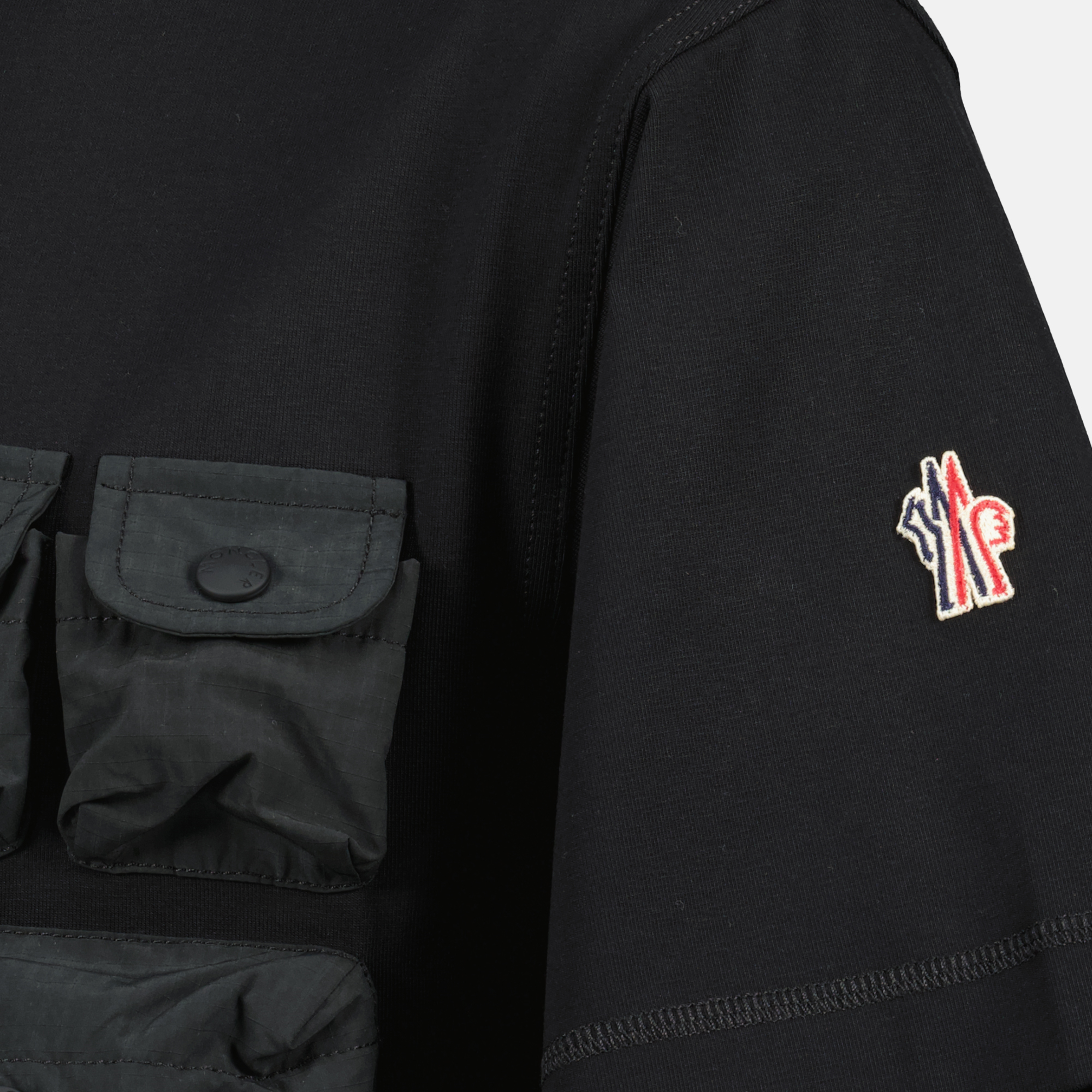 Image of Black Pocket T-Shirt by Moncler Grenoble for Men - Season Spring-Summer 2025 - Detail View 1