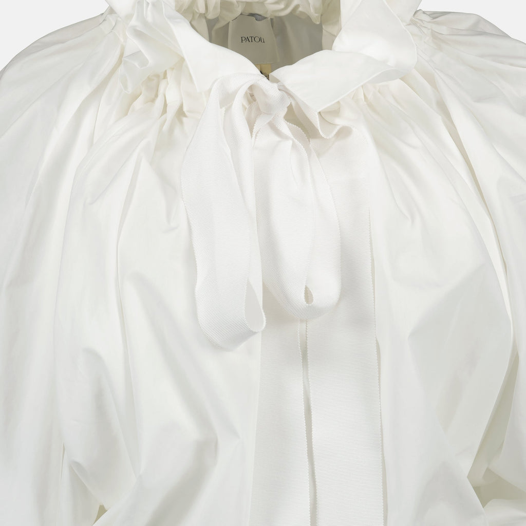 Patou blouse, organic cotton blouse, lavallière collar, puff sleeves, Autumn-Winter collection