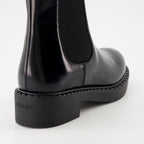 Image of Patent Leather Ankle Boots by Prada for Women - Season Autumn-Winter 2024 - Top Detail View