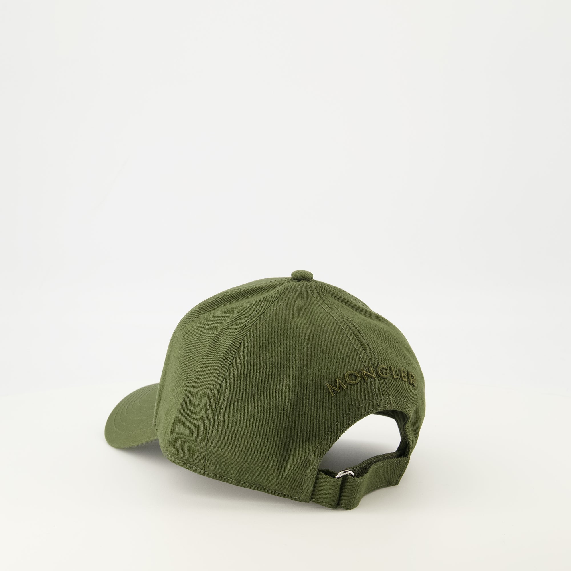 Image of Kaki Logo Cap by Moncler for Men - Season Spring-Summer 2026 - Detail View 1