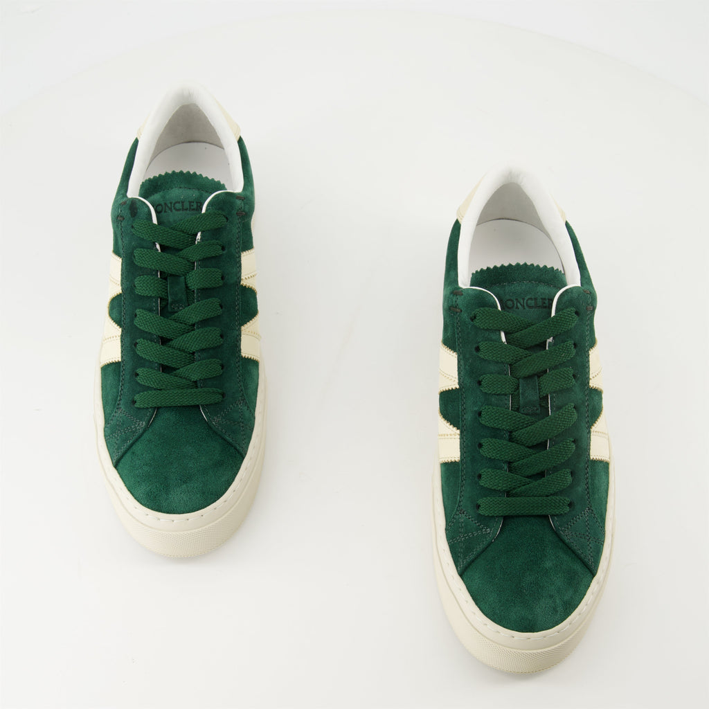 Bild der Monaco Sneakers aus grünen Velvet von Moncler für Herren - Saison Frühling-Sommer 2025 - Obenansicht des Paares
