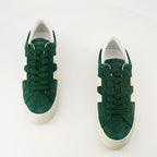 Image des baskets Monaco en velours vert de Moncler pour hommes - Saison Printemps-Été 2025 - Vue de haut du duo
