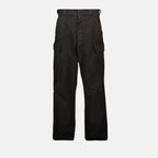 Image of Black Distressed Cargo Pants by Prada for Men - Season Spring-Summer 2025 - Front View