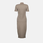viscose dress, high collar dress, Fendi dress, beige dress, luxury women's wear