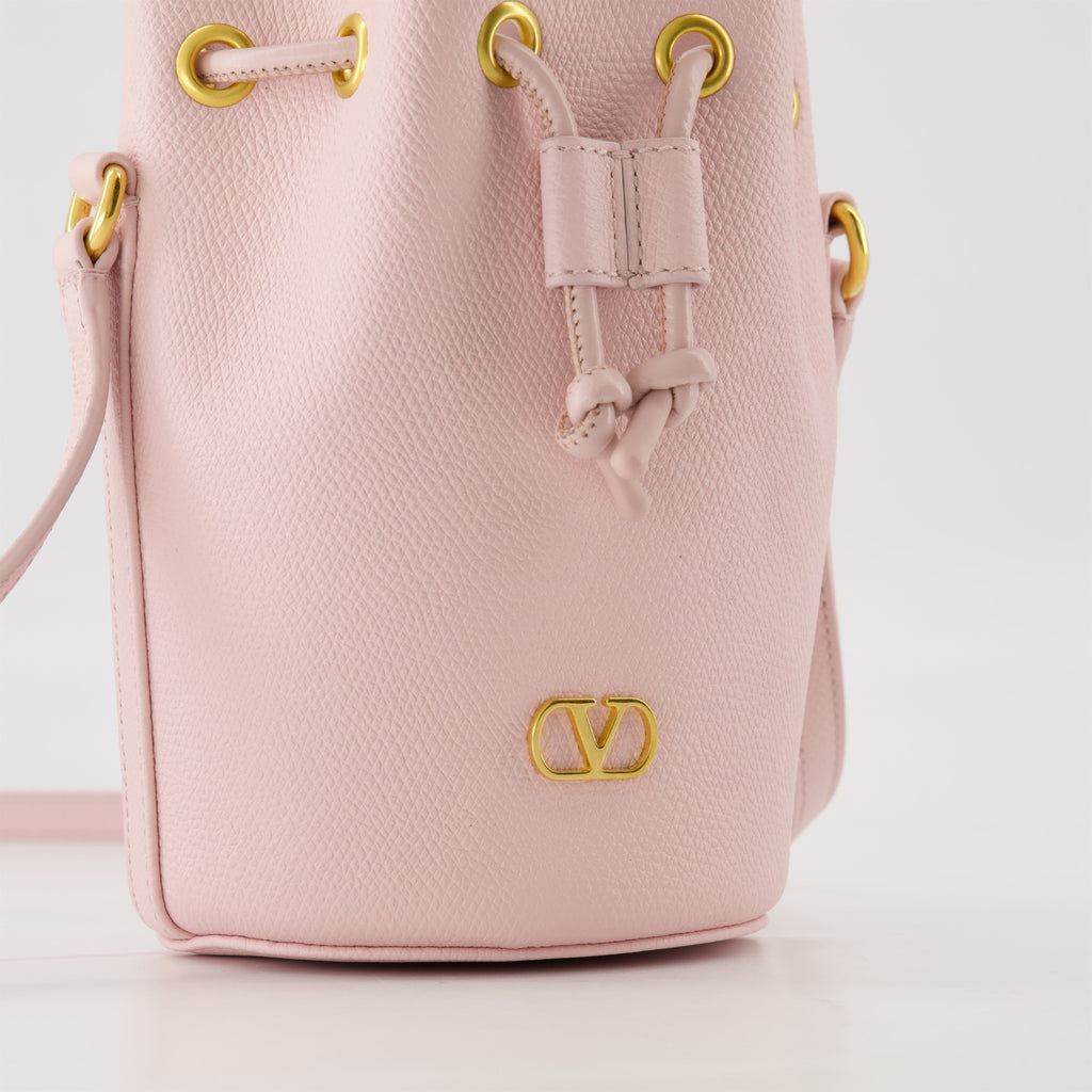 Mini VLogo Bucket Bag, Valentino Garavani, pink leather bag, designer bag, luxury accessories
