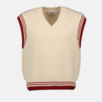 Pull sans manches en tricot côtelé