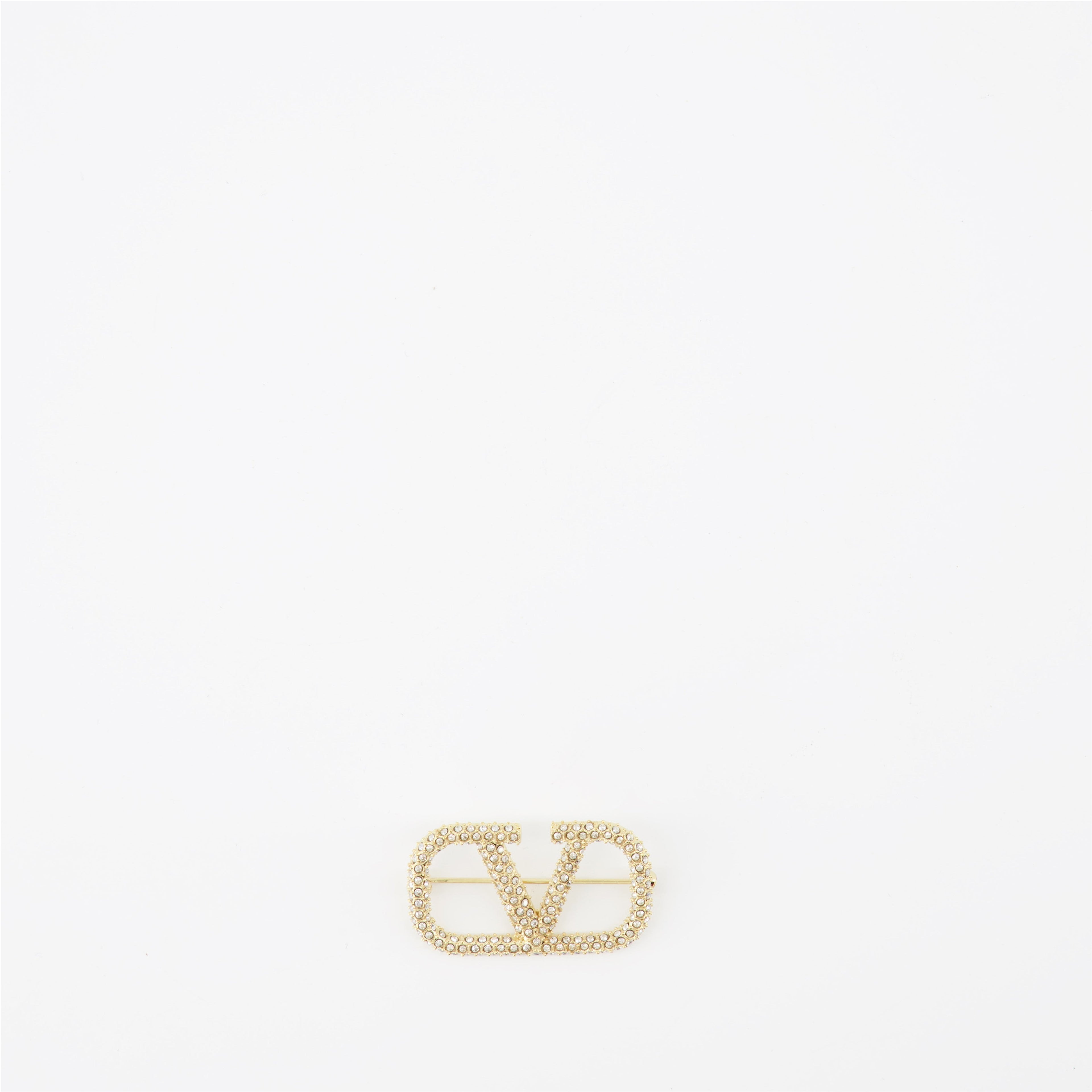 Vlogo Brooch, Swarovski Crystals, Gold Jewelry, Luxury Accessories, Valentino