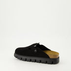 Imagen de mules chunky de ante negro de Birkenstock para mujeres - Temporada Otoño-Invierno 2024 - Vista tres cuartos trasera derecha