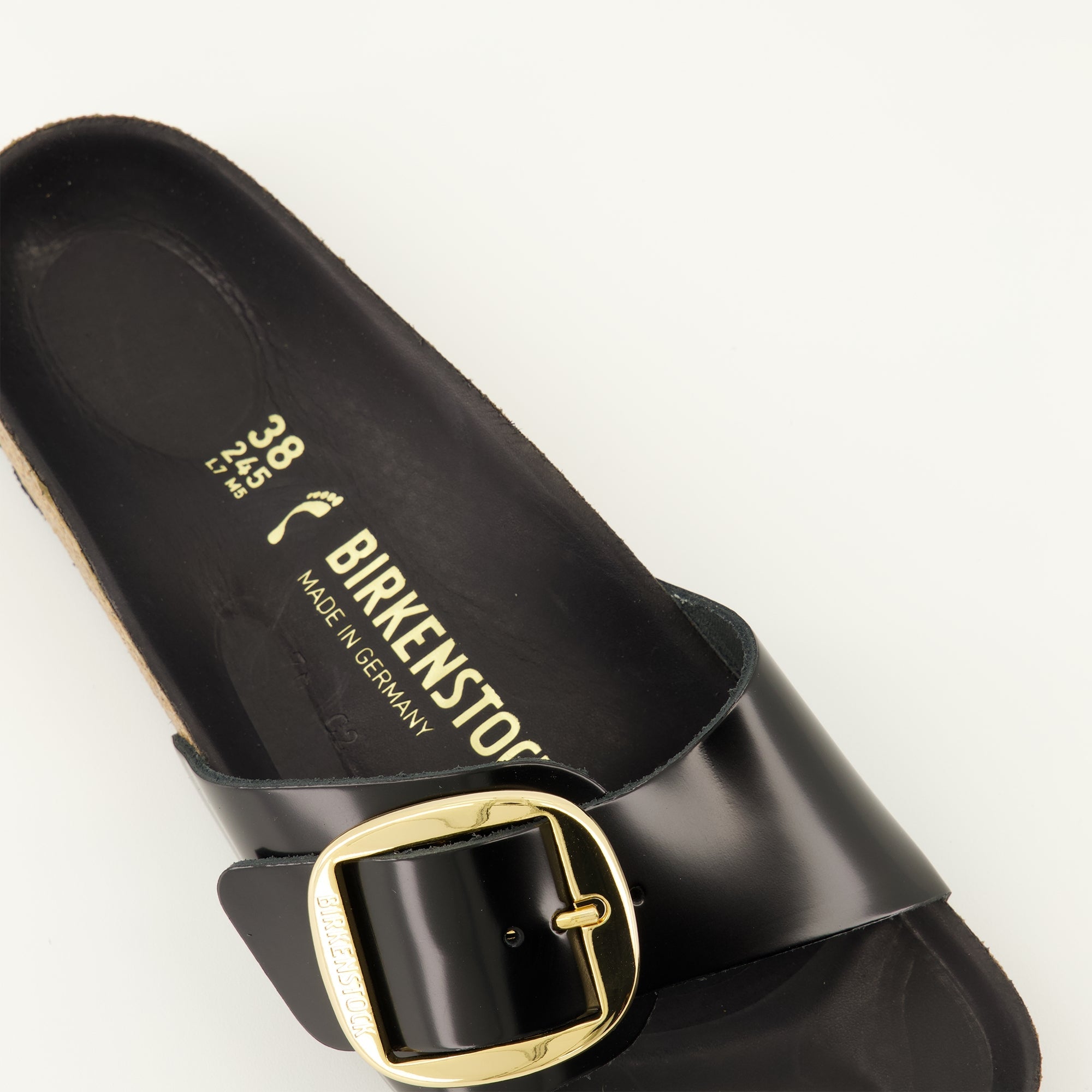 Birkenstock sandals, Madrid Big Buckle, glossy leather sandals, comfortable footwear, adjustable sandals