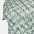 バーバリーの女性用グリーンチェックコットンストレッチTシャツの画像 - シーズン春夏2025 - 詳細ビュー 5