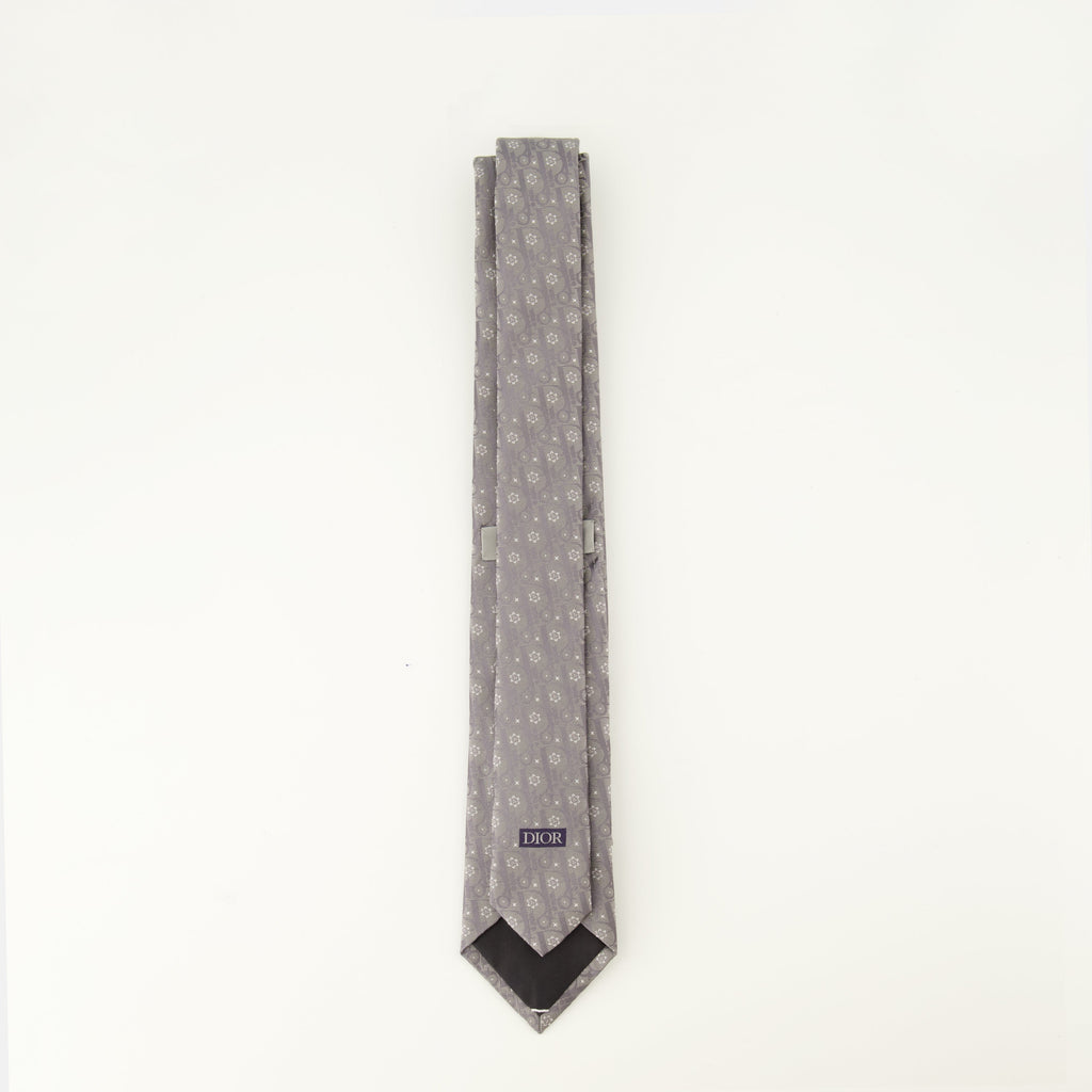 Dior tie, Oblique Revival tie, gray silk tie, luxury ties, men's accessories