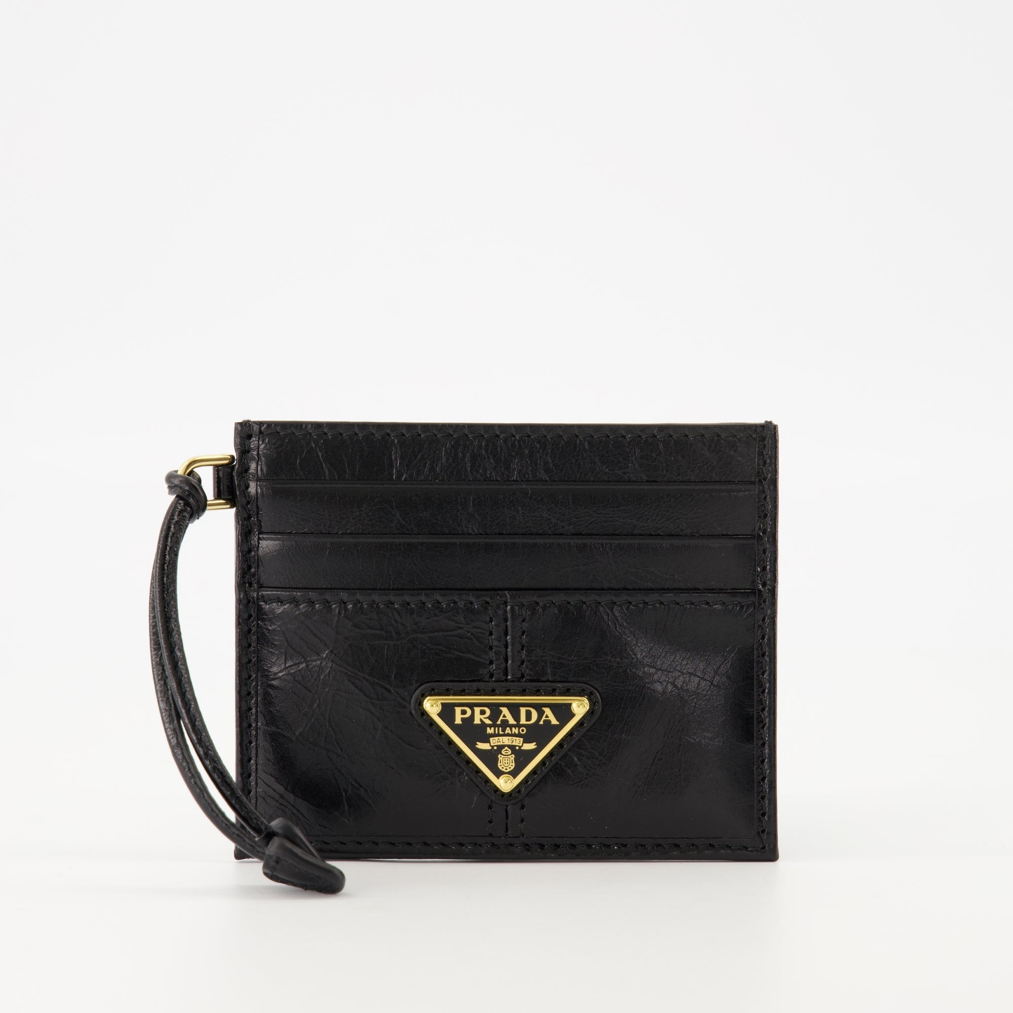 Black Leather Card Holder, Prada Accessories, Card Holder for Essentials, Luxury Leather Goods, Designer Card Holder