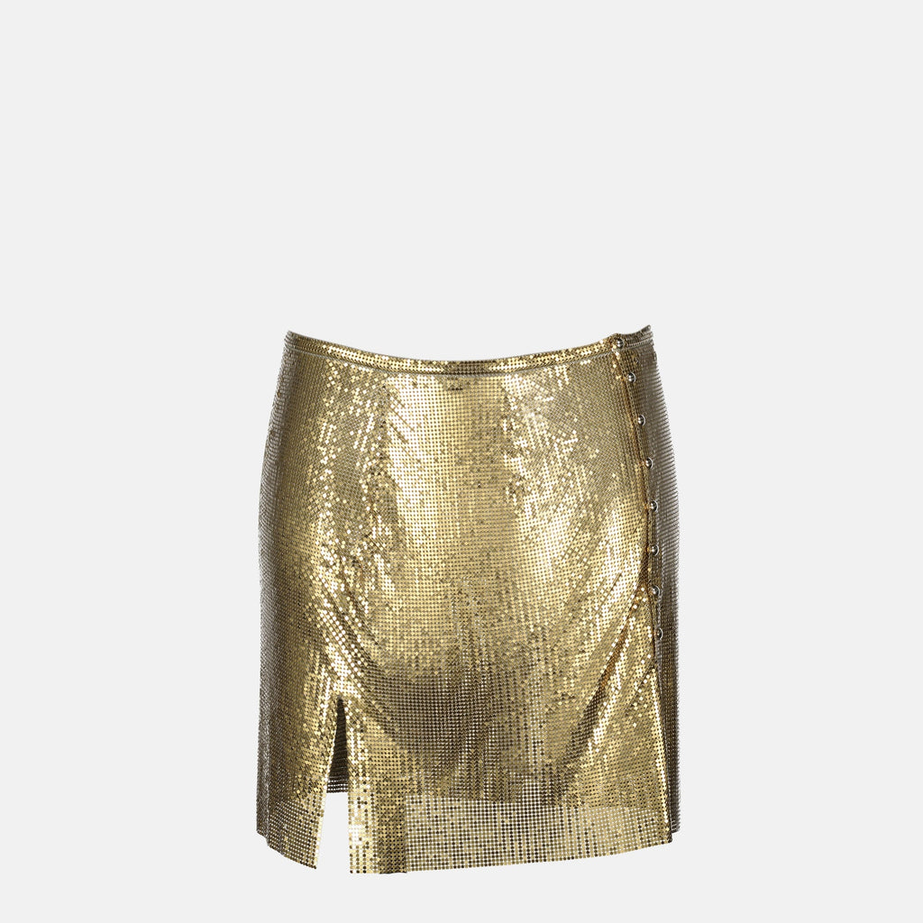 mini skirt, Rabanne, mesh skirt, gold skirt, Autumn-Winter 2025