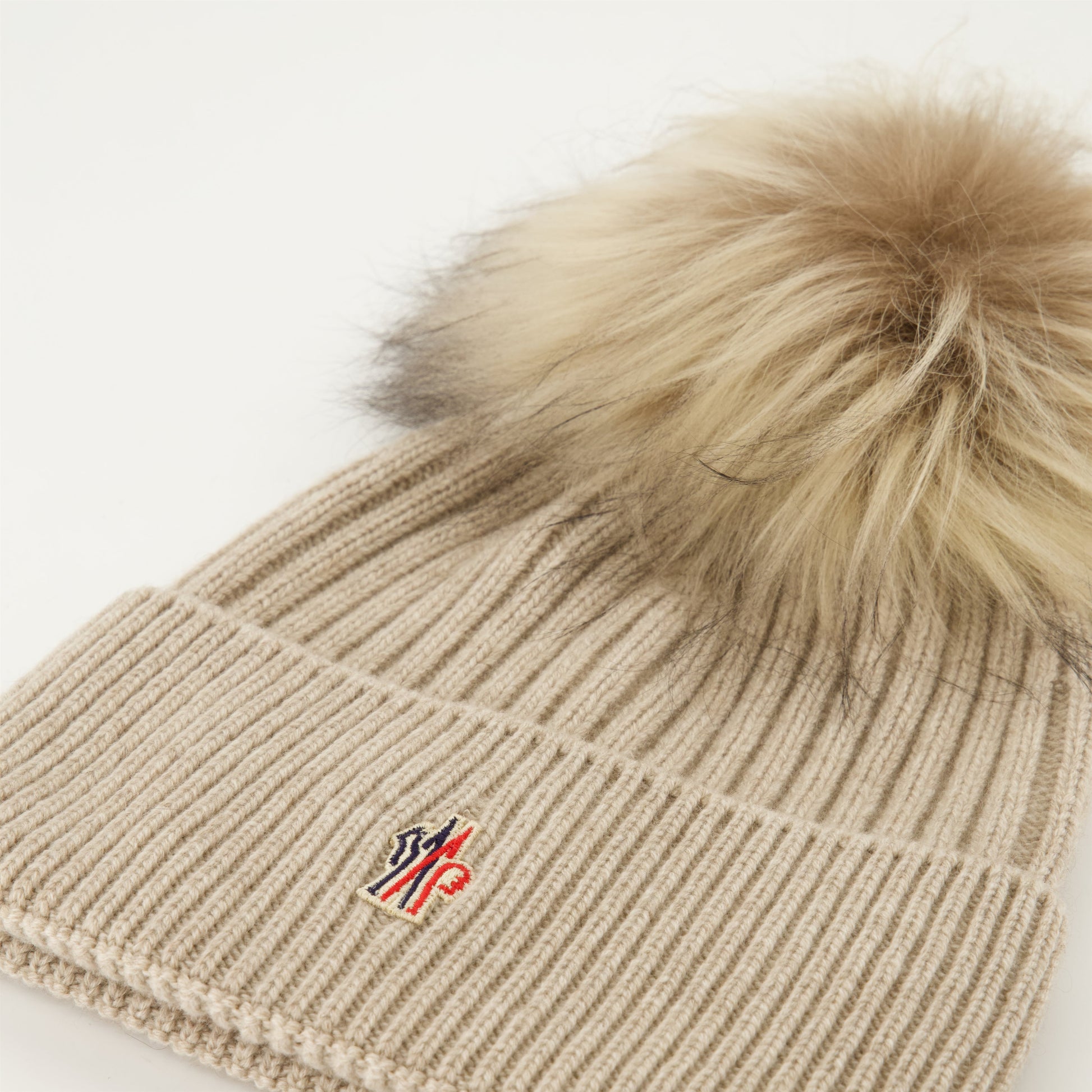 cashmere beanie, pom pom beanie, Moncler Grenoble, beige beanie, designer winter hat