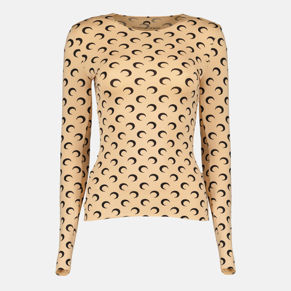 Marine Serre top, Jersey top, Moon print, Fitted clothing, Autumn-Winter 2025