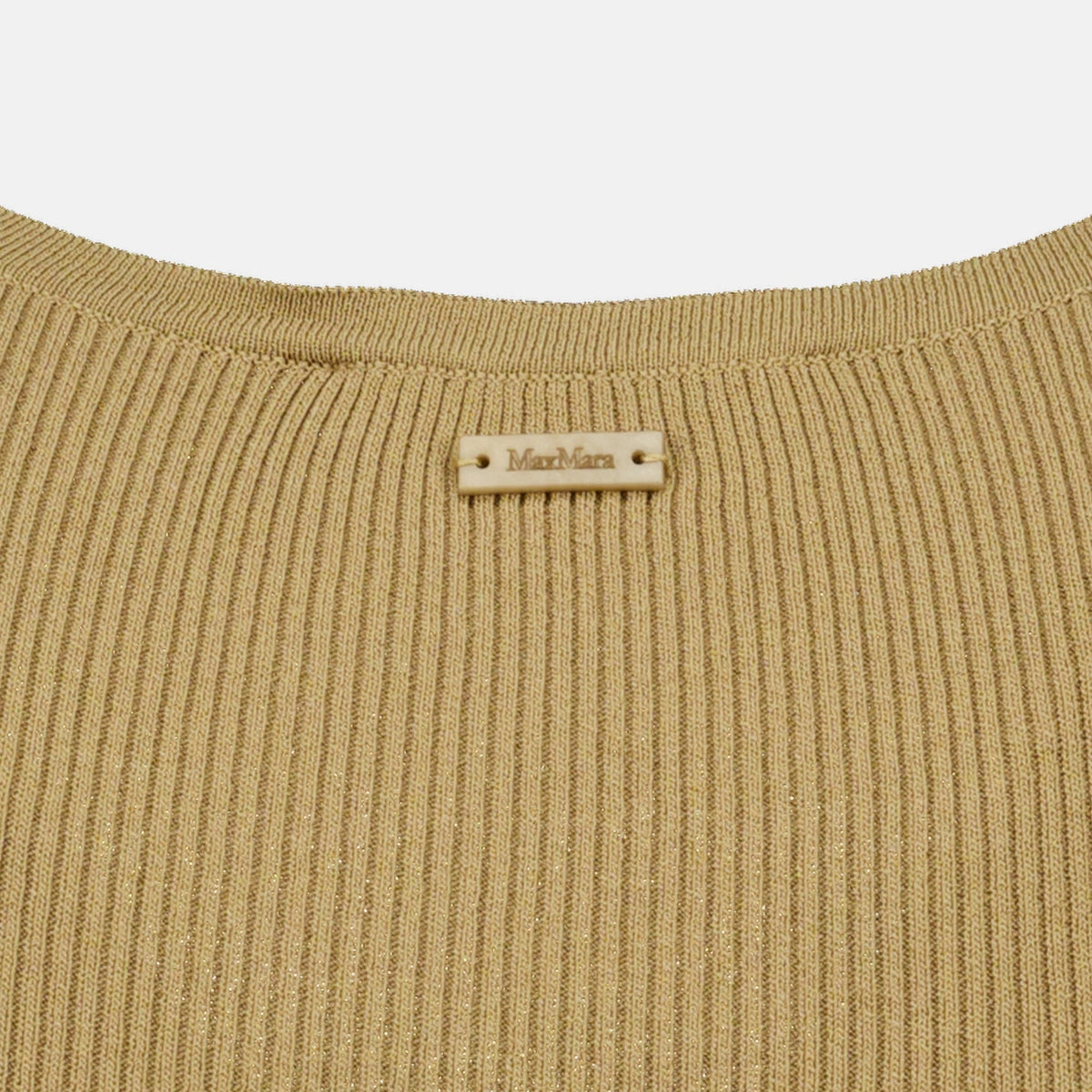 Beige Ribbed Viscose Crepe Top