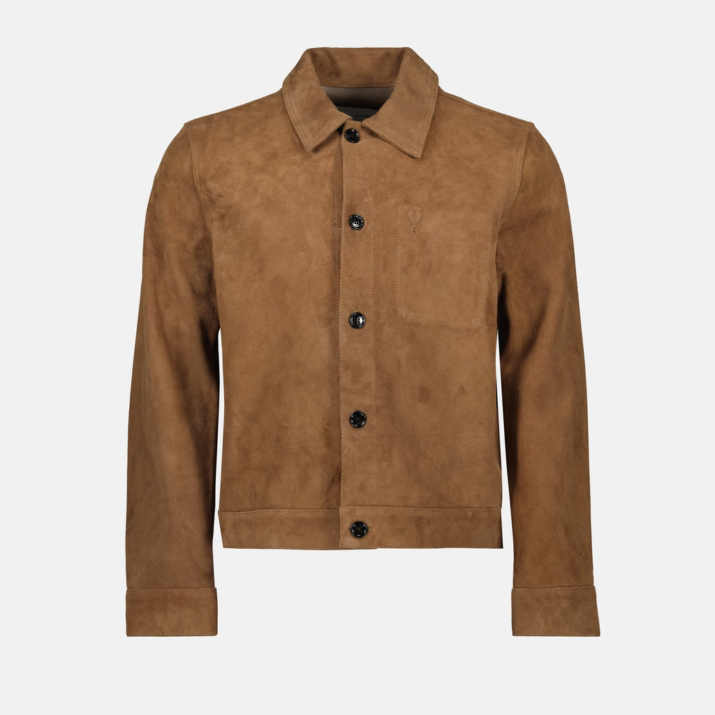 Image de la veste en cuir Ami de Coeur par Ami PARIS pour hommes - Saison Automne-Hiver 2025 - Vue de face