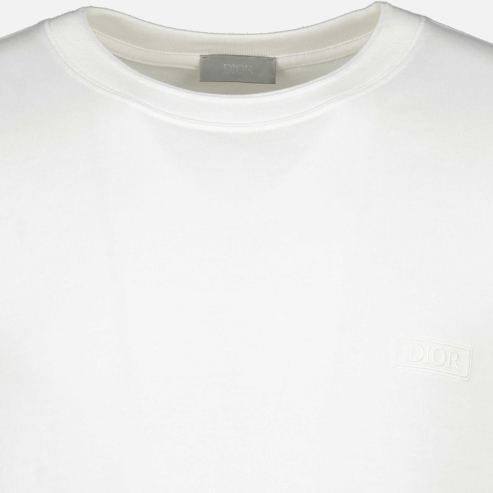 Dior T-shirt, white T-shirt, men's fashion, embroidered logo, cotton clothing