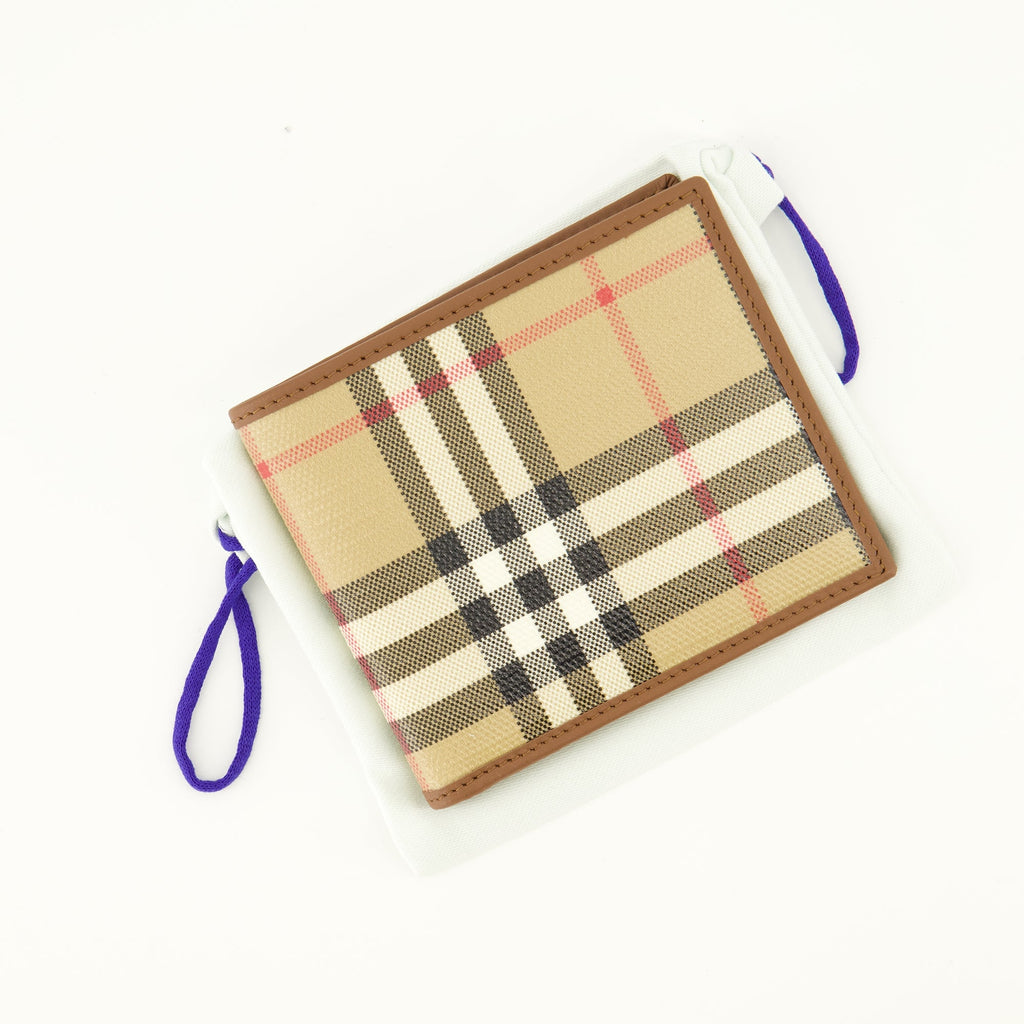 Portafoglio con patta e stampa Check