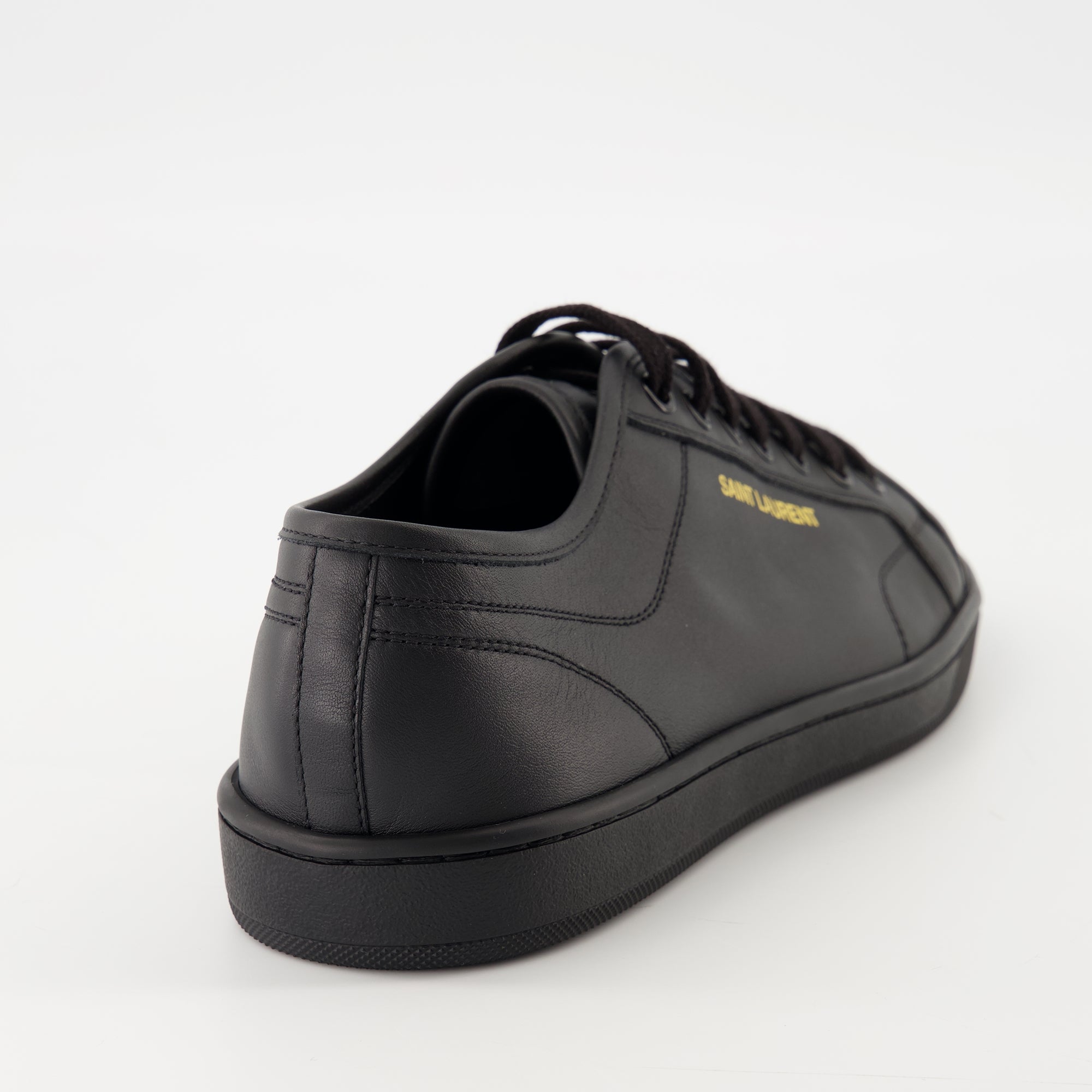 Saint Laurent sneakers, black gym sneakers, calfskin leather shoes, men's footwear, non-slip sneakers