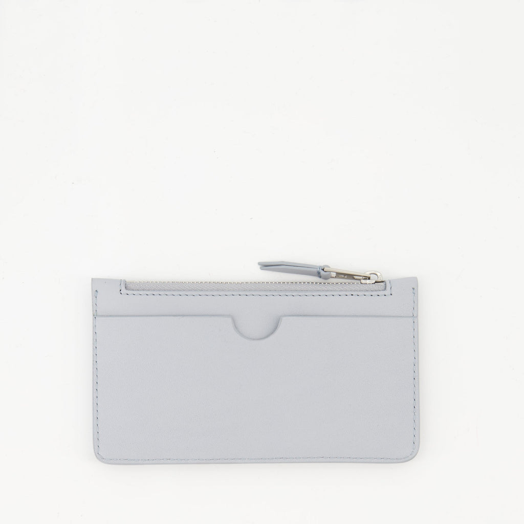 Ami Paris card holder, zipped card case, sky blue leather accessories, unisex card holder, designer leather goods