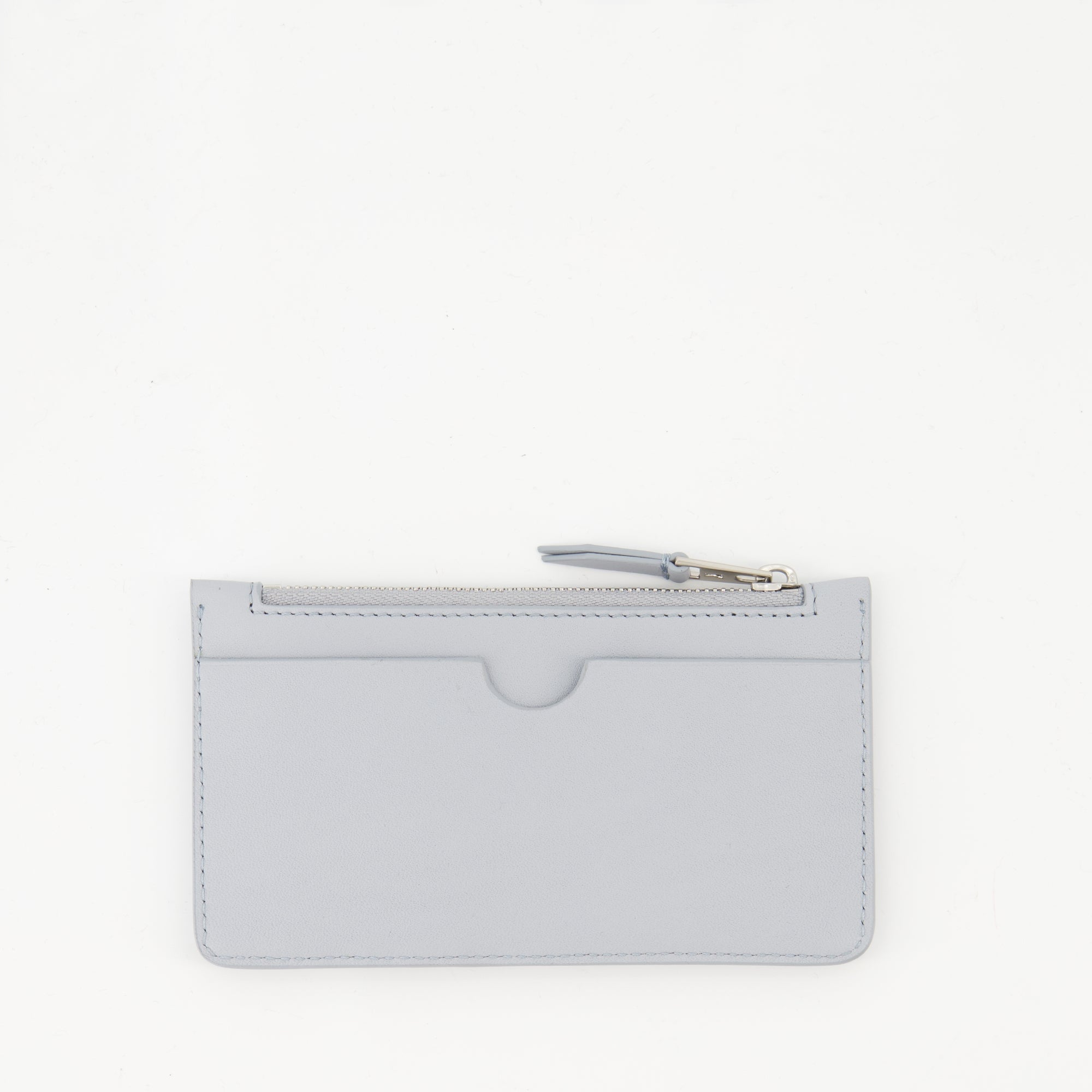 Ami Paris card holder, zipped card case, sky blue leather accessories, unisex card holder, designer leather goods