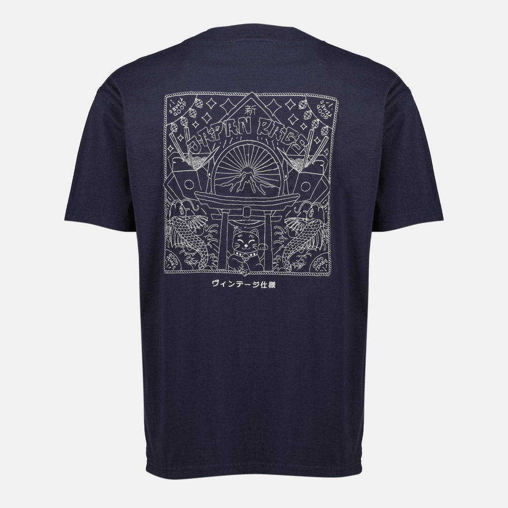 Yasuo T-shirt, Japan Rag, navy blue t-shirt, embroidered logo, cotton shirt