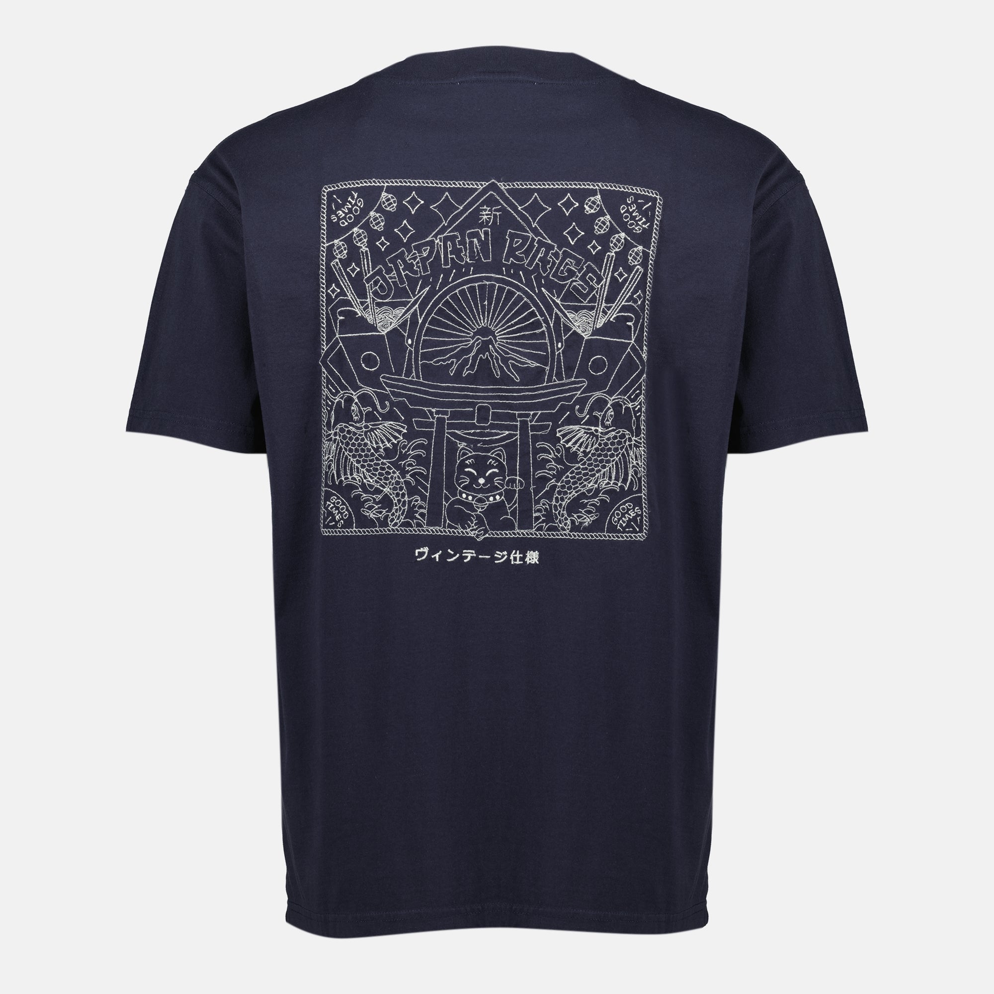 Yasuo T-shirt, Japan Rag, navy blue t-shirt, embroidered logo, cotton shirt