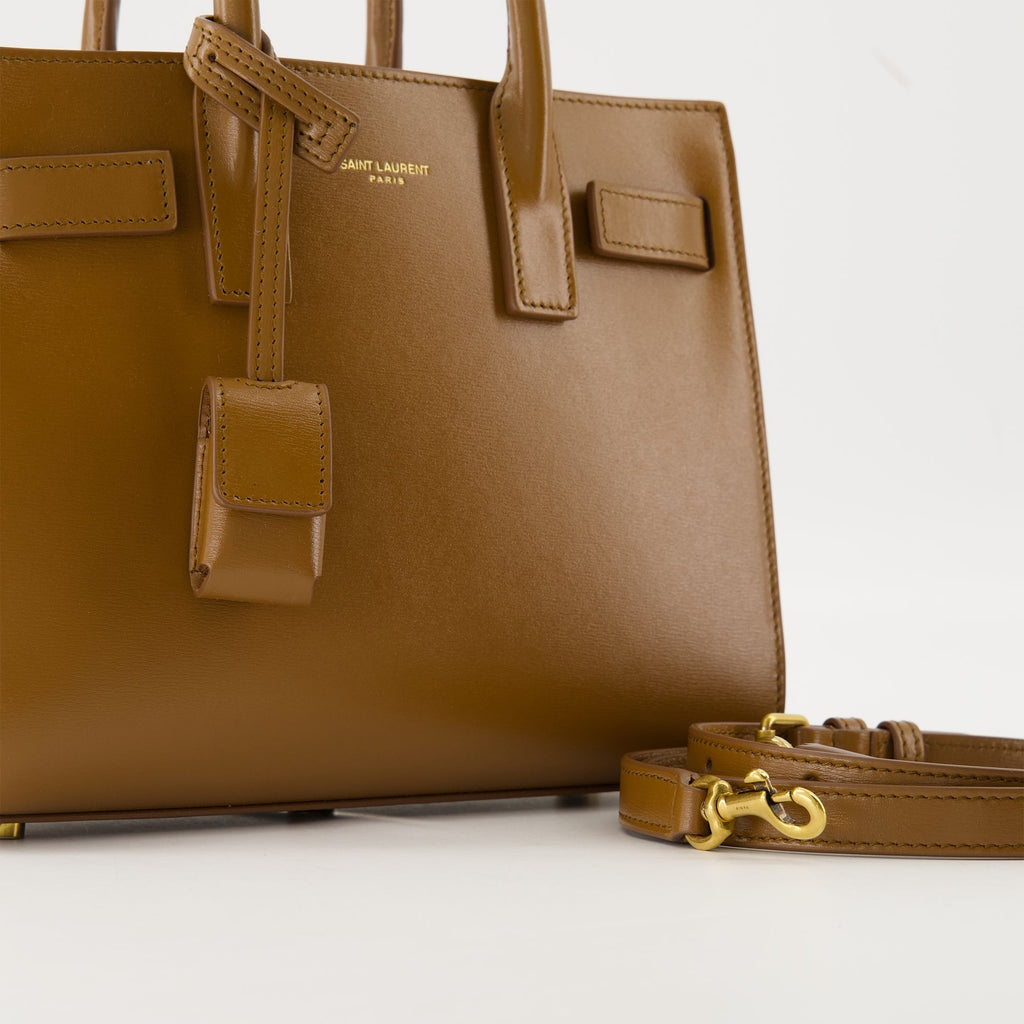 nano handbag, Saint Laurent bag, brown handbag, luxury accessories, designer handbag