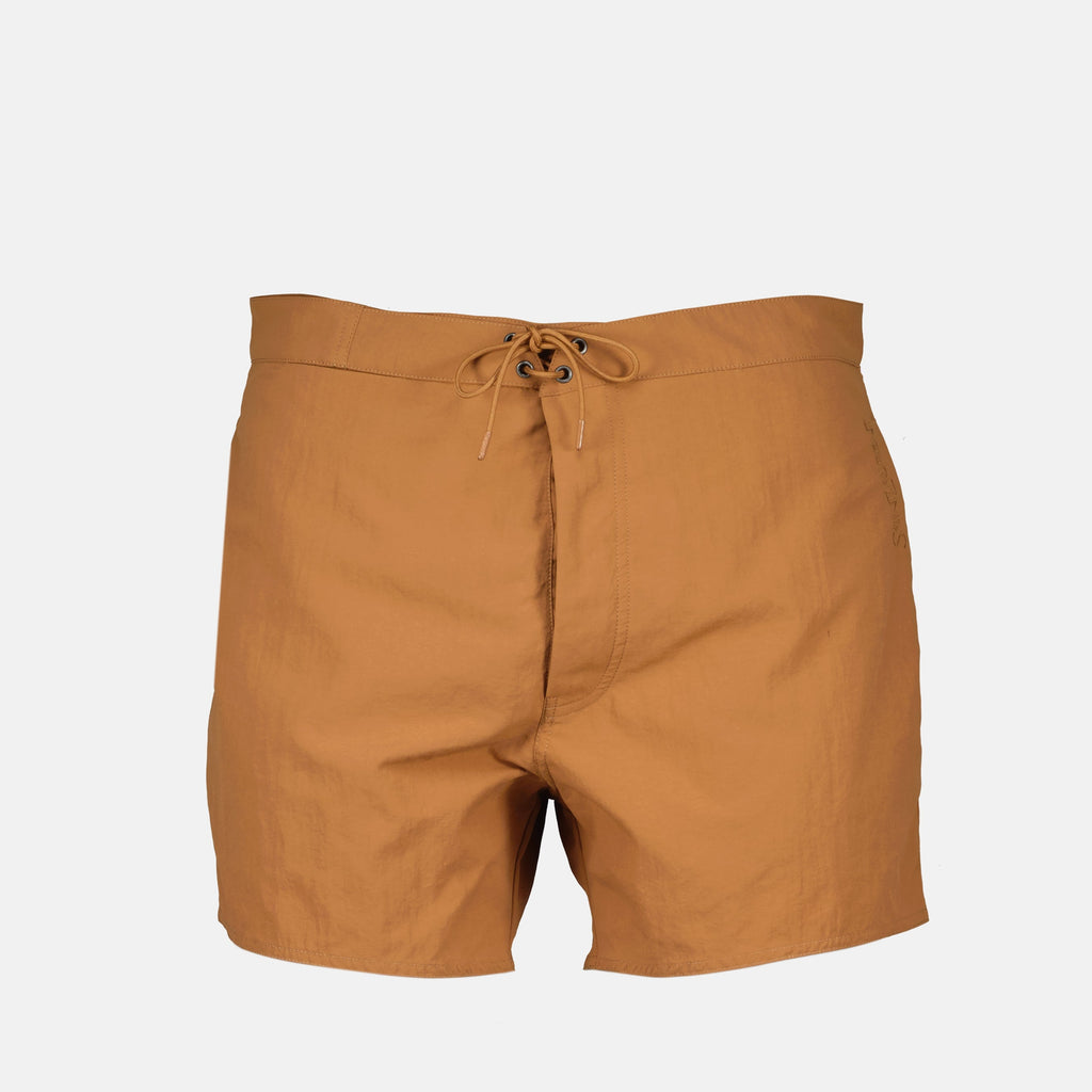 swim shorts, Saint Laurent, brown swimwear, summer fashion, beach essentials