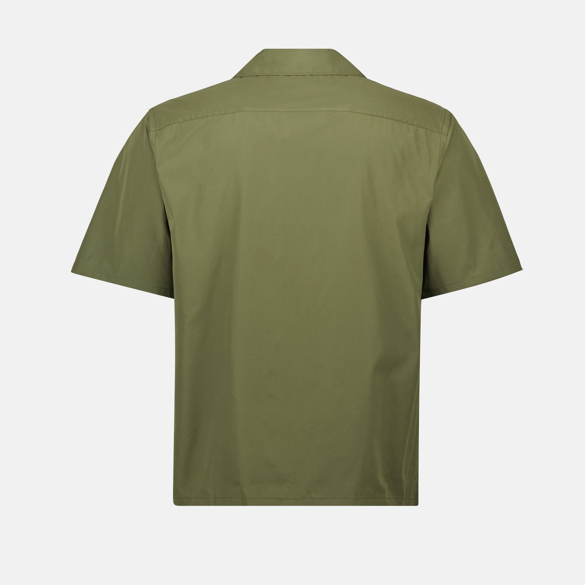 short-sleeve khaki shirt, Prada cotton shirt, men's casual wear, summer clothing, classic collar shirt