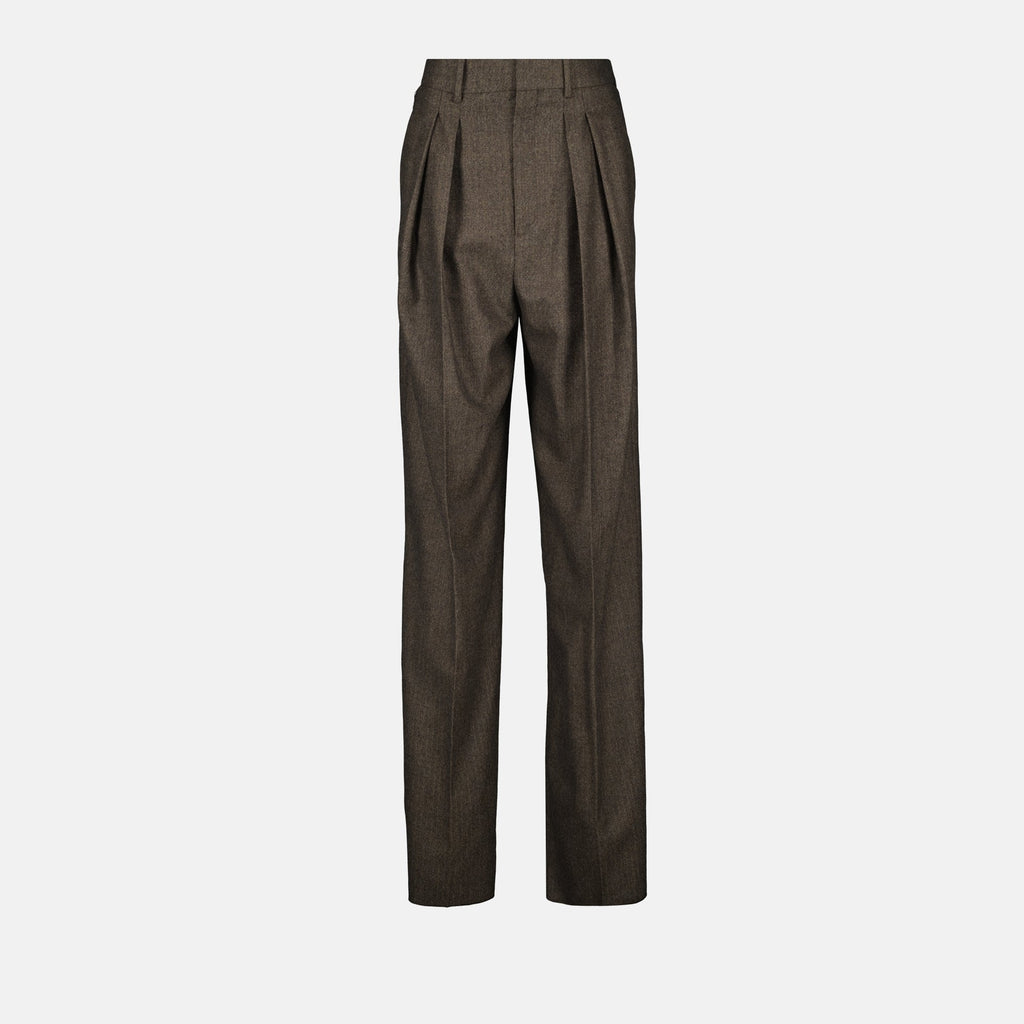 brown trousers, Saint Laurent, chevron pattern, wide fit trousers, Autumn-Winter 2025