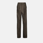 Image of Brown Chevron Trousers by Saint Laurent for Women - Season Autumn-Winter 2025 - Front View
