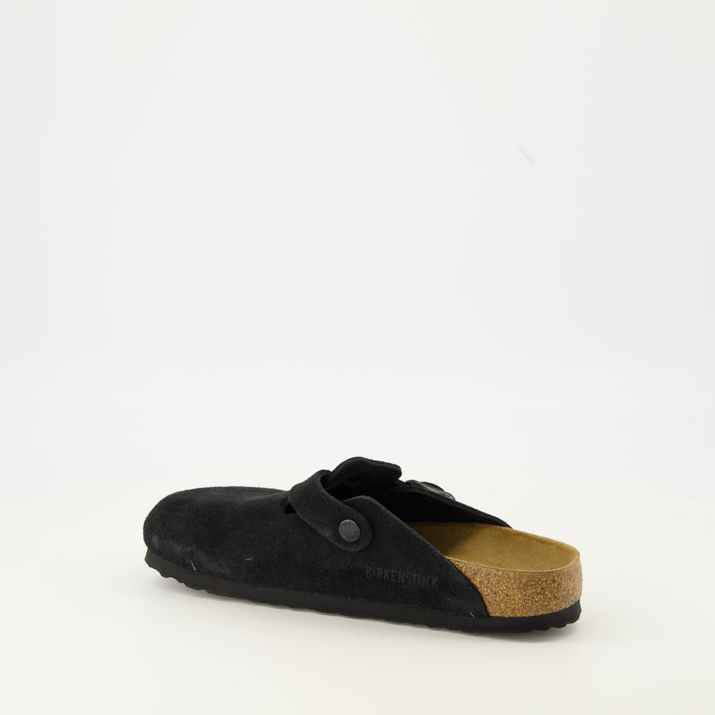 Birkenstock shoes, Boston Mules, black suede footwear, comfortable slip-ons, Autumn-Winter 2025