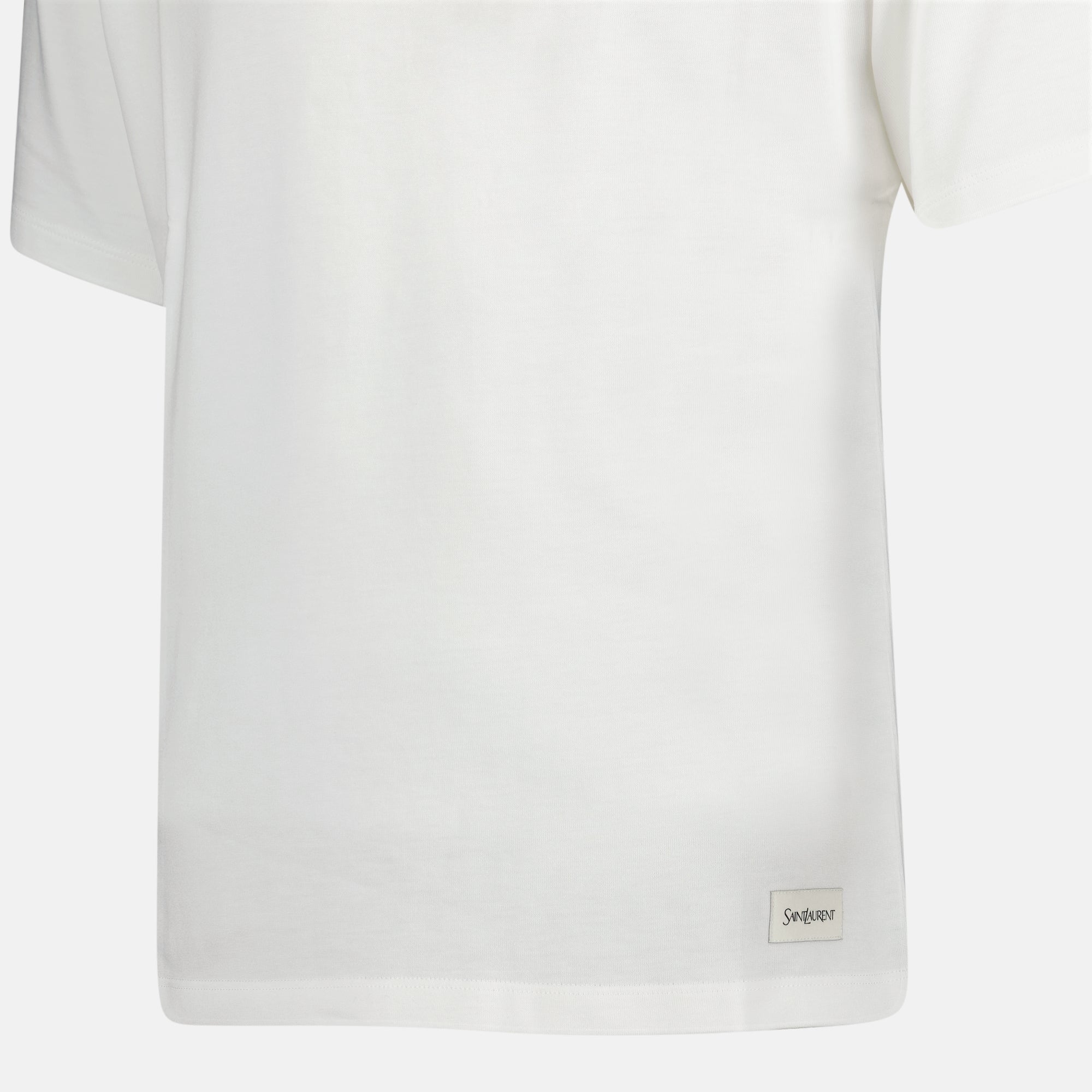 Image of White Cotton Jersey T-shirt by Saint Laurent for Men - Season Autumn-Winter 2024 - Detail View 5