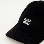 black velvet cap, Miu Miu accessories, adjustable cap, Spring-Summer 2026, velvet fashion