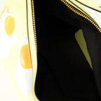 hobo bag, Moschino accessories, egg print bag, yellow leather bag, stylish handbags