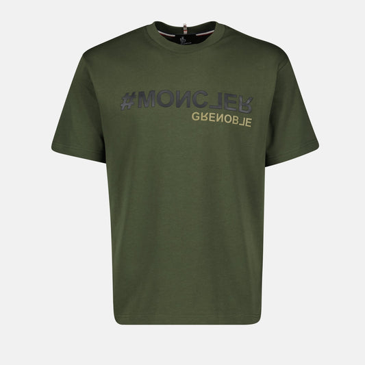 Khaki T-shirt, Moncler Grenoble, Logo Print, Cotton T-shirt, Autumn-Winter Collection