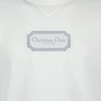 Christian Dior Couture T-shirt, white cotton T-shirt, embroidered logo shirt, short sleeve top, designer casual wear