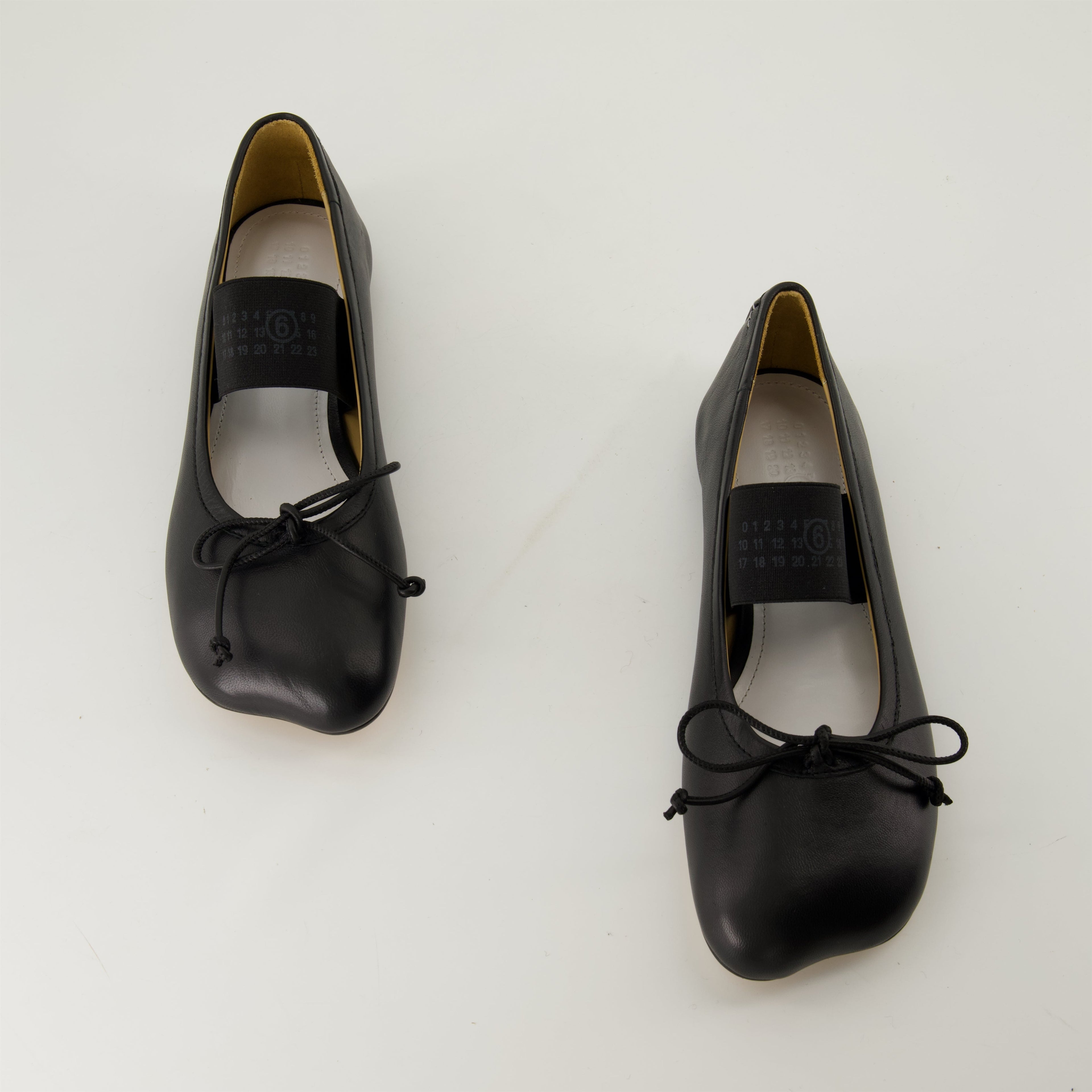 black leather ballerinas, MM6 signature, anatomic design shoes, luxury footwear, elegant women's shoes