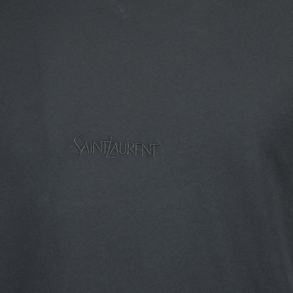 Saint Laurent t-shirt, embroidered cotton t-shirt, black short sleeve shirt, Autumn Winter collection, men's fashion